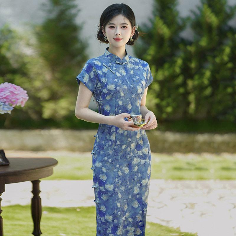 Ancient law full open placket, Republic of China style new Chinese style Suzhou long cheongsam improved young 1011 new women's high sense