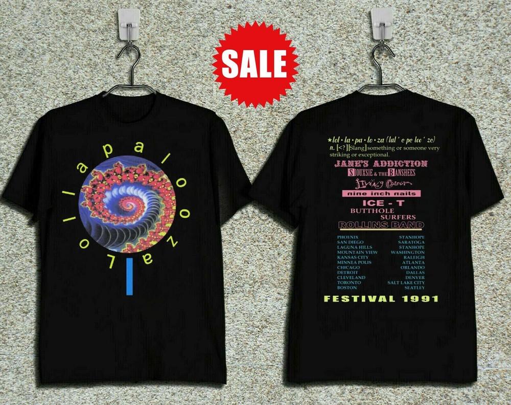 

Lollapalooza 1991 The Brockum Group Shirt Vintage Unisex Black Cotton Tee Unisex T-Shirt XXXXL