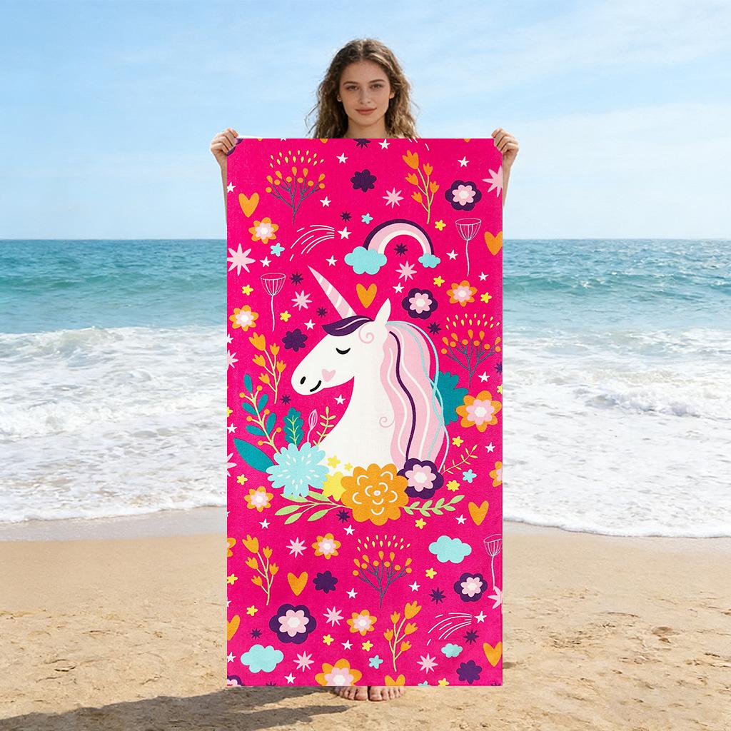 1pc Unicorn Beach Towel Quick-drying Super Absorbent Suitable for Swimming Beach Pool Gym Summer Gift for Friends And Families