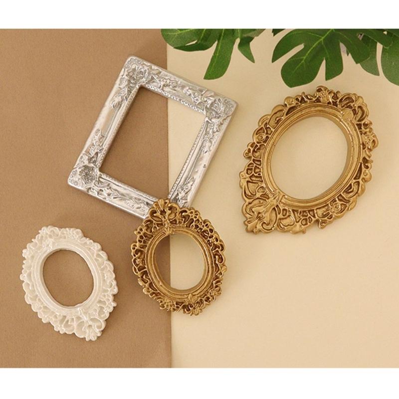 Mini Gold Picture Frame Victorian Small Resin Antique Photo Frame Tiny Baroques Ornate Frame Without Glass or Backing