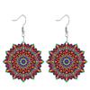 Czerwono-zielone kolczyki akrylowe w stylu bohemy z mandalą dla kobiet, kolorowe modne kolczyki, nowatorska i elegancka biżuteria kolczykowa na przyjęcie świąteczne