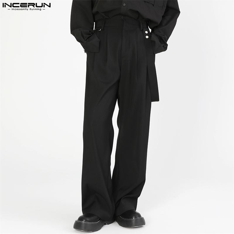 

INCERUN весенние мужские однотонные плиссированные широкие свободные длинные брюки