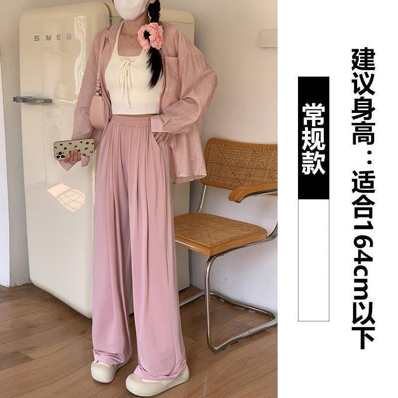 

Брюки от солнца из ледяного шелка женские летние тонкие с высокой посадкой висячие брюки Ямамото маленькие быстросохнущие спортивные прохладные защищающие от комаров широкие брюки S (reference 80-47.5 kg)