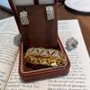Italian Retro Cloth Style Full Diamond Hollow Bracelet Ring Earrings Premium Light Luxury Old Money Style Set