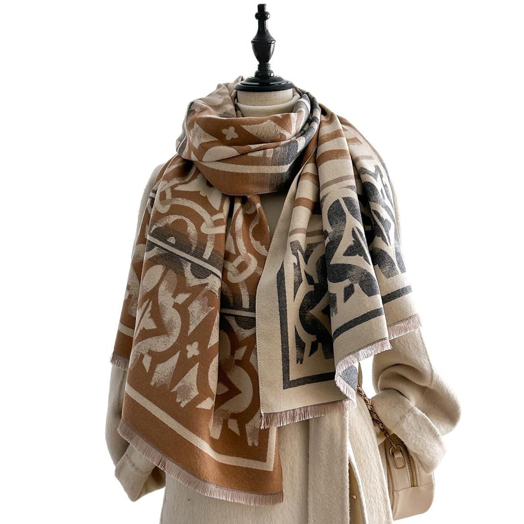 Imitation Cashmere High-Quality Geometric Printing Scarf, Versatile In Autumn And Winter, High-End Shawl, Coat Decoration And Warmth