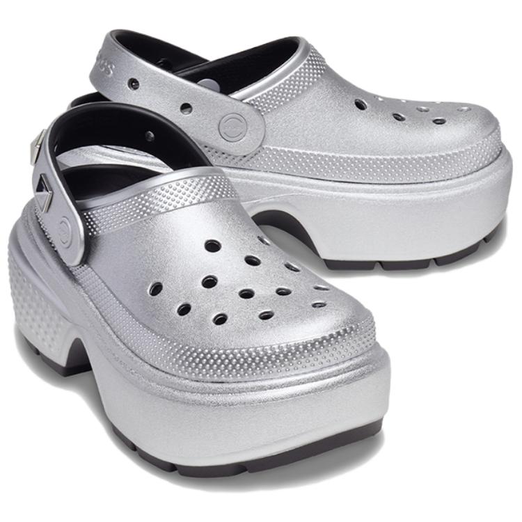Crocs Eva Fashion Breathable Clogs Women Footwear Silver 210362-040