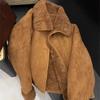 Damen Kunstpelzjacke Kaffeefarben Kleiner Duftiger Stil Lammwolljacke Retro Lässig Winter Warmer Mantel