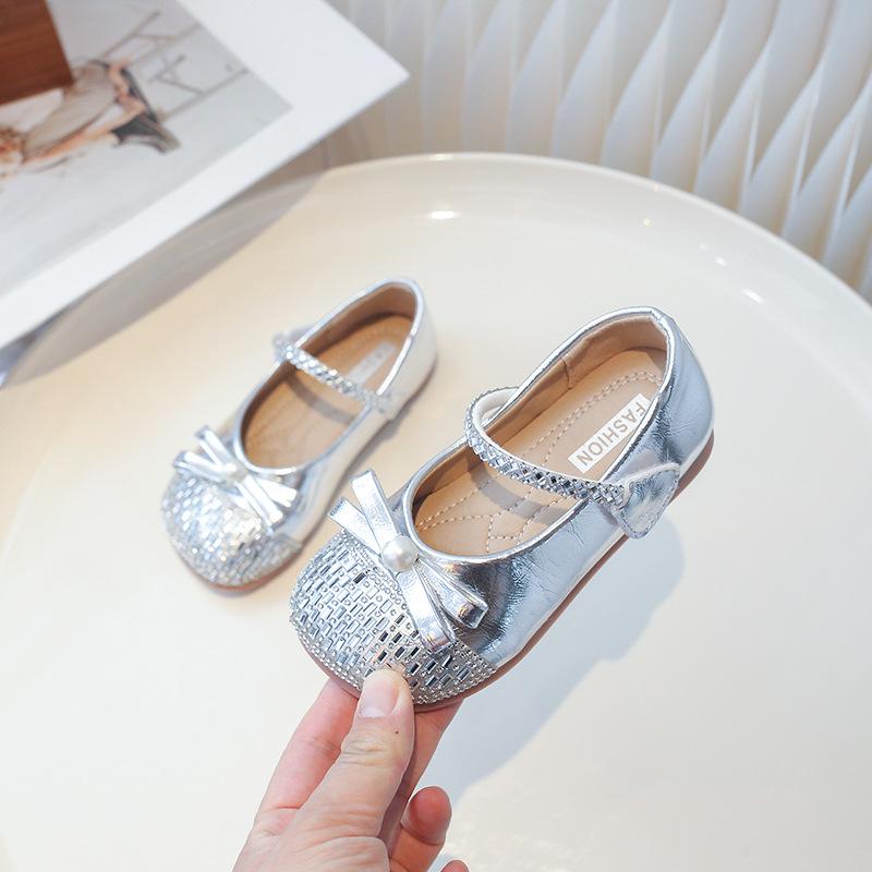 

Туфли принцессы для девочек, туфли с кристаллами, новые детские кожаные туфли, детские туфли для выступлений, серебристые туфли Мэри Джейн 24 слоновая кость
