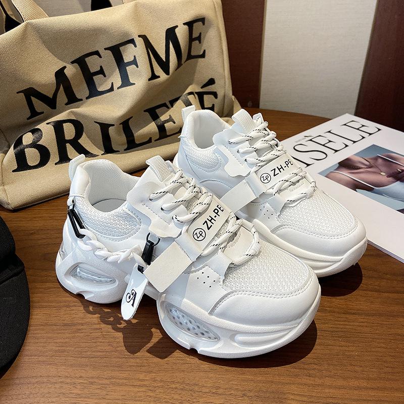 

Папины кроссовки женские новые сетчатые дышащие подушка толстая подошва досуг спорт 40 белый