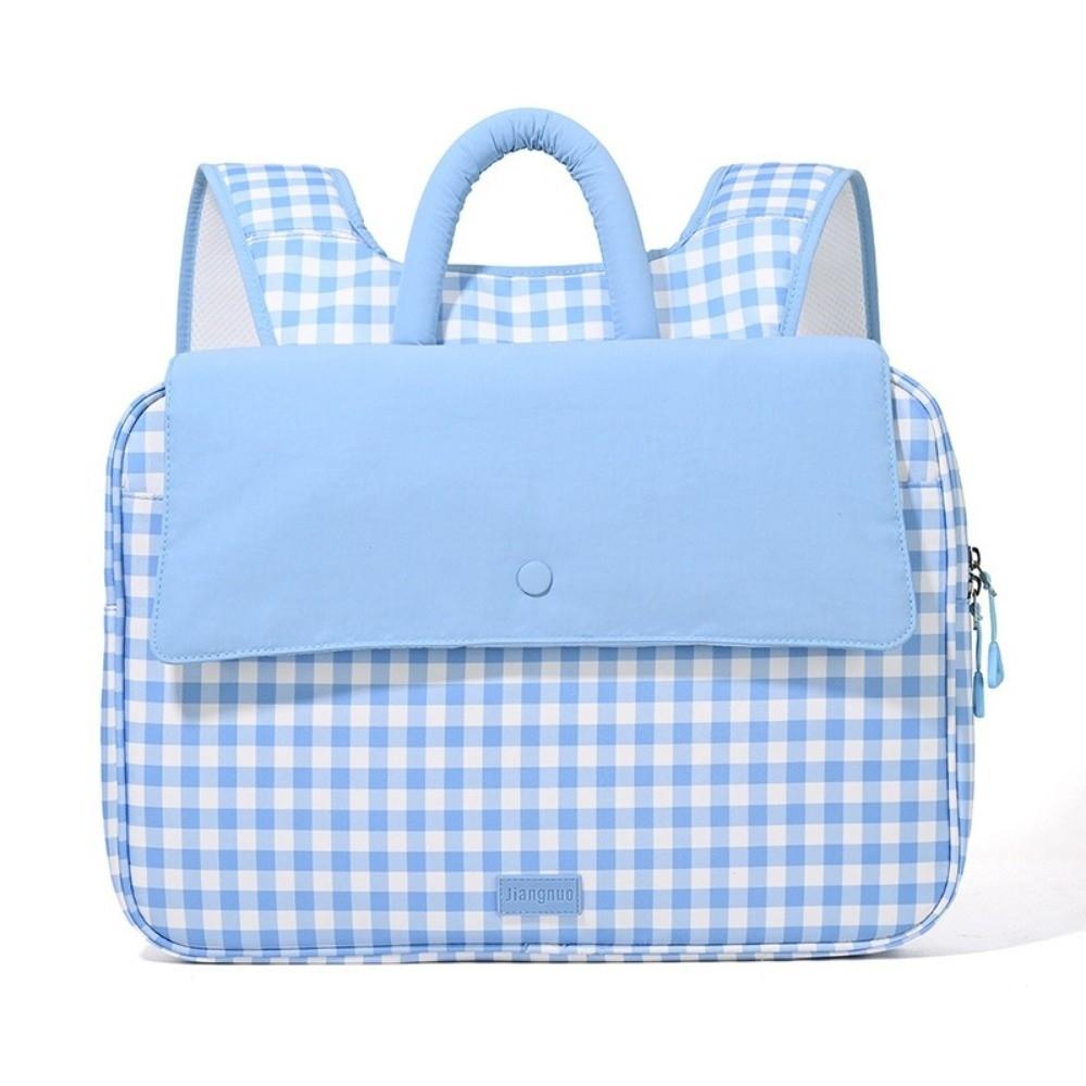 Sweet Pastoral Style Double Shoulder Student Backpack Plaid Print Canvas Computer Backpack Laptop Bag for Lenovo Dell Laptop синий