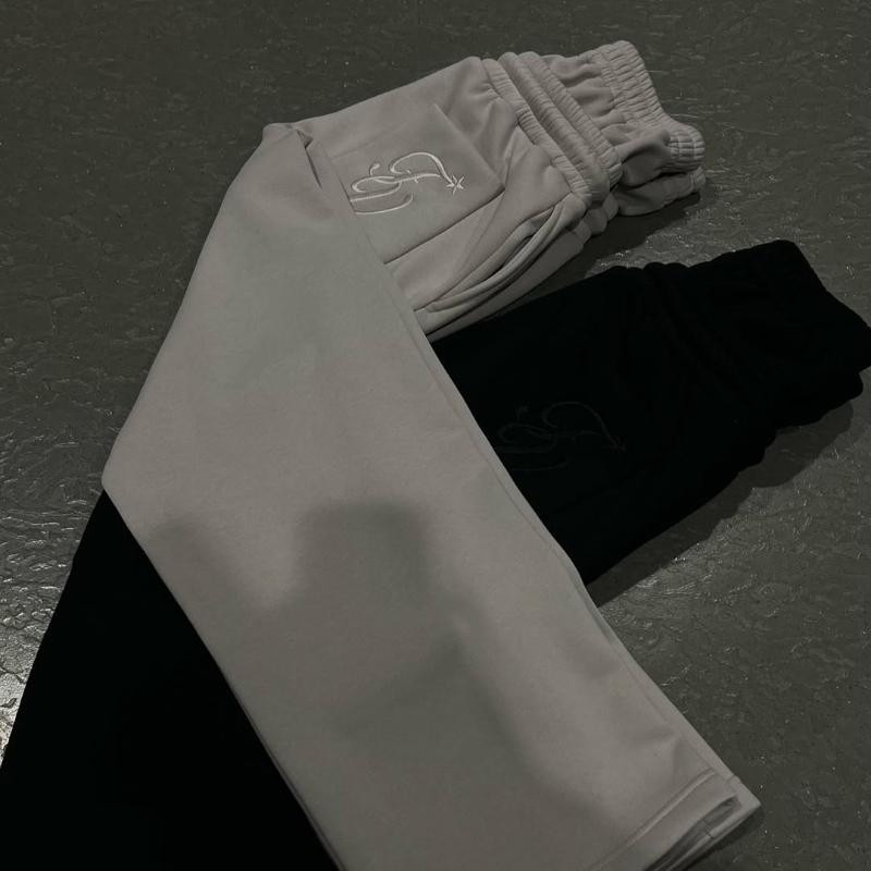 Europäische und amerikanische lässige einfache Paar Stickerei Mode kreative Doppel Taille Falten Jogginghose