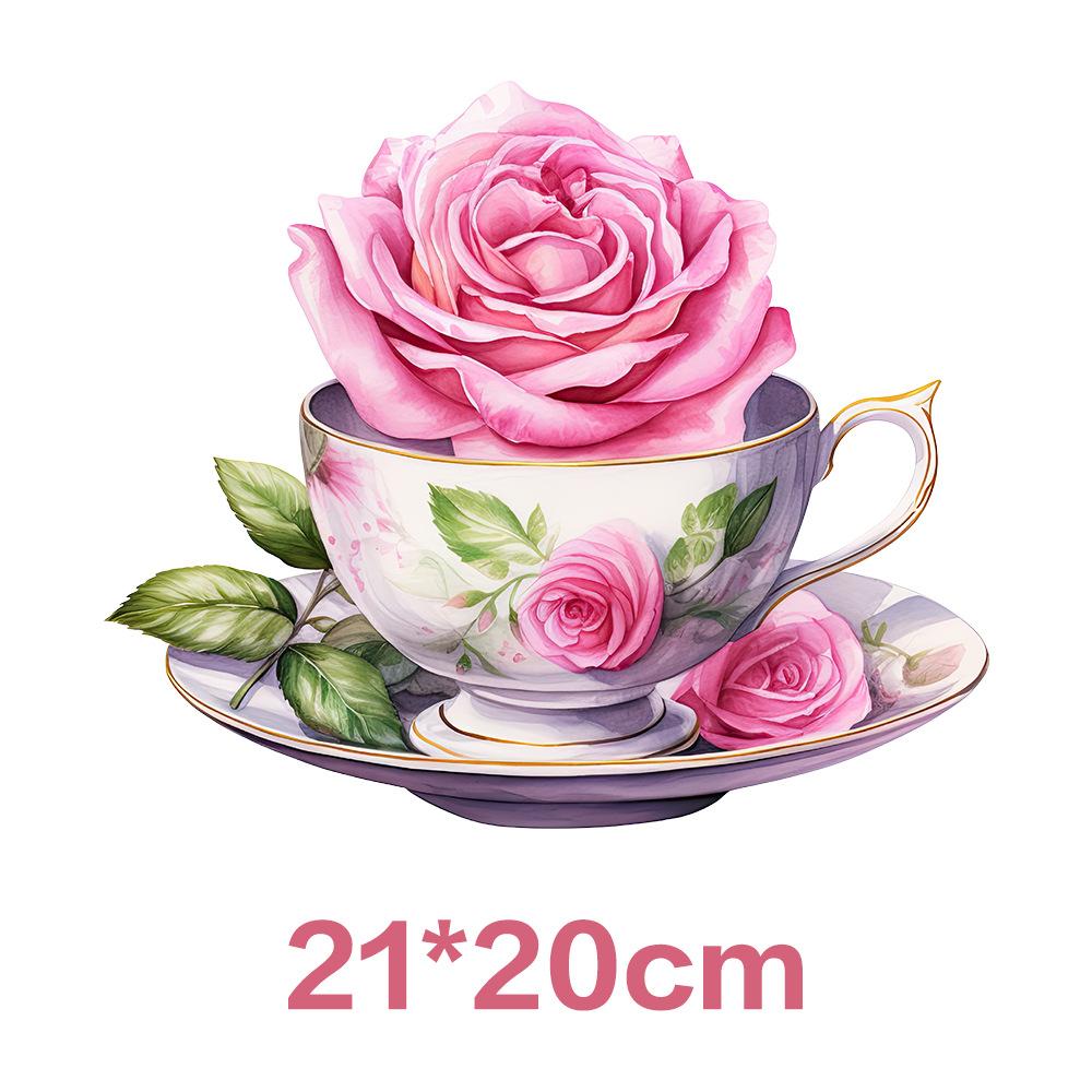 Flower Iron On Transfer Stickers Cute Design Ready To Press Heat Transfer Vinyl Decals Applique for T-Shirt Backpack Clothes