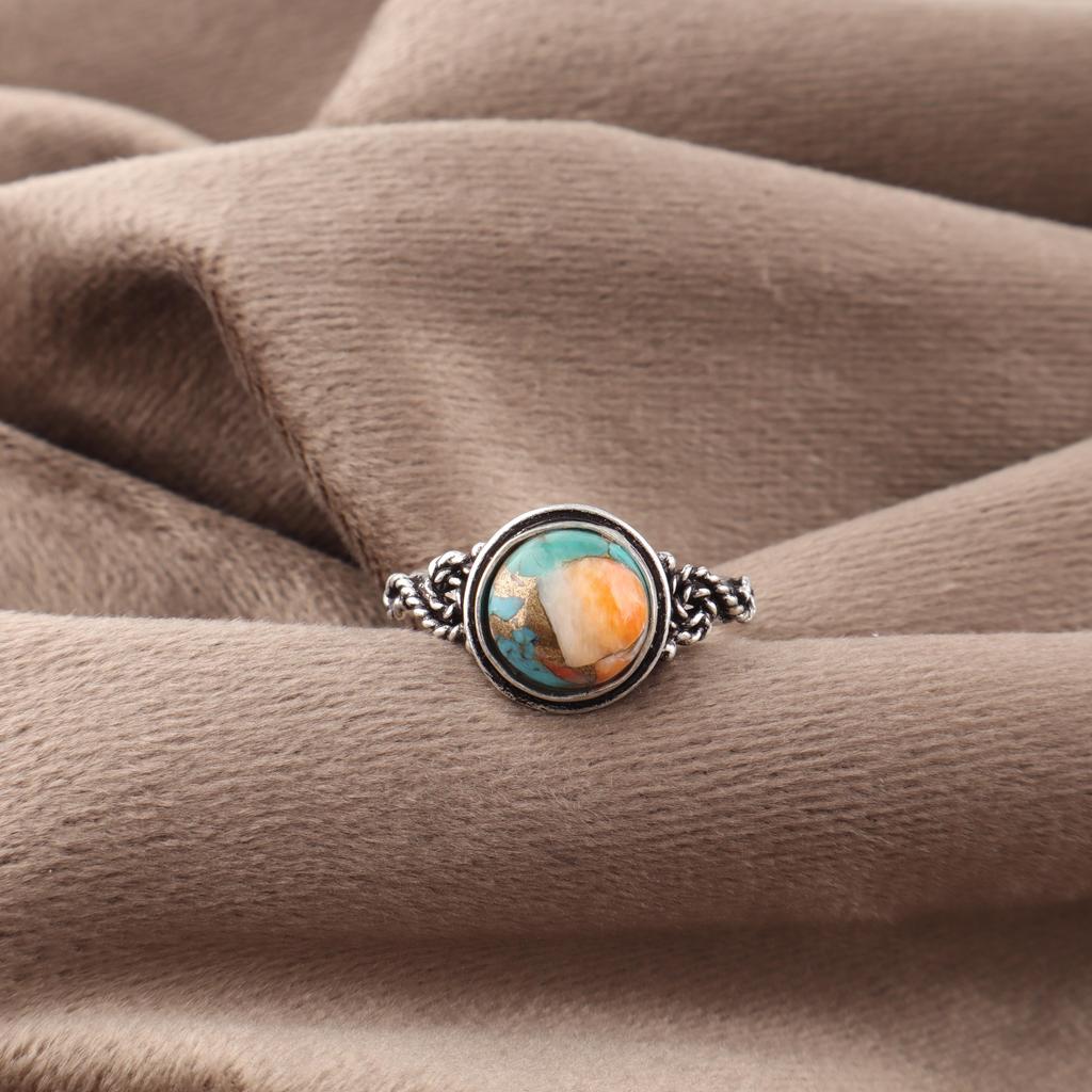 Spiny Oyster Handmade Gemstone Ring, 925 Solid Sterling Silver Ring Designer Jewelry, For Anniversary Gift