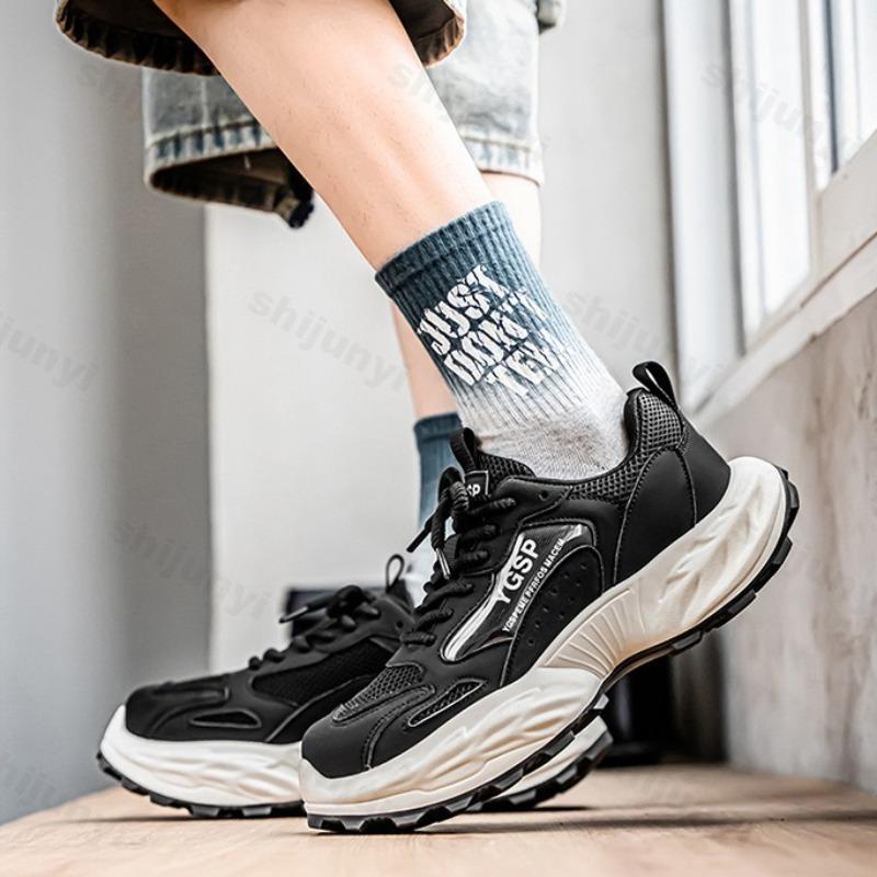 Mode 2025 Lente Nieuwe Heren Modetrend Casual Schoenen Mesh Ademend Comfortabel Veelzijdige Schoenen Dikke Zool Antislip Chunky sneakers