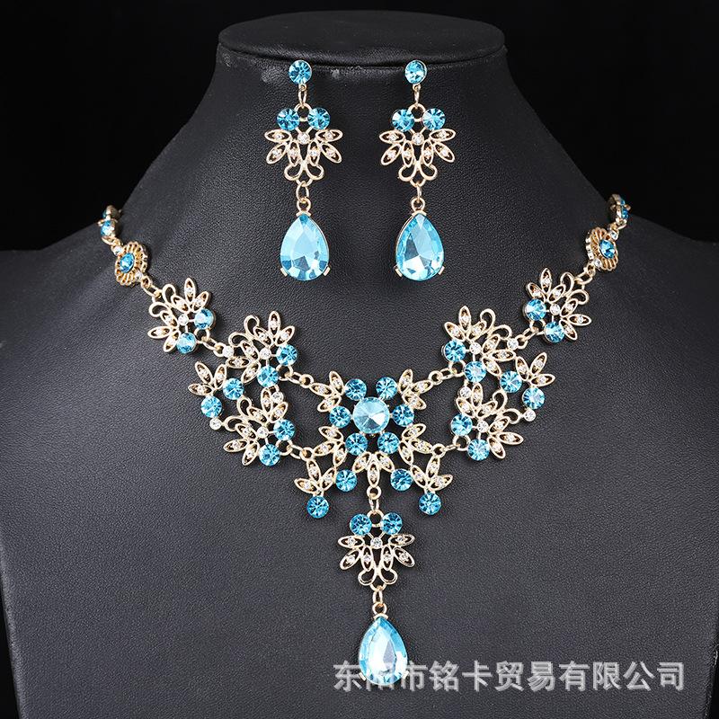 Fashion Necklace And Earrings Set - Leaf And Droplet Wedding Set - Bride's Jewelry Set