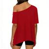 Women's Casual Off-shoulder Short-sleeved Asymmetric Hem Casual T-shirt Top