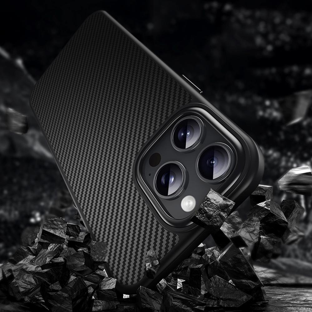 For iPhone 16 Pro Max Magnetic Case Compatible with MagSafe Carbon Fiber Texture PC+TPU Cover