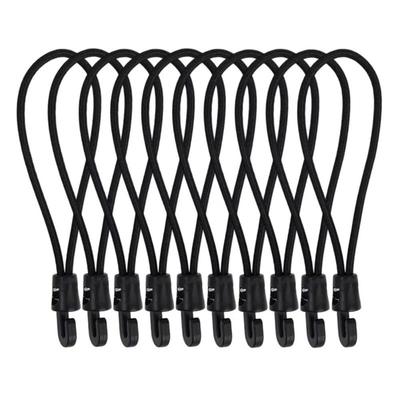 10Pcs New 10/15/25cm Bungee Cord Black Nylon Rubber Tensioner with Hooks High Elasticity Expander Camping Tarpaulin