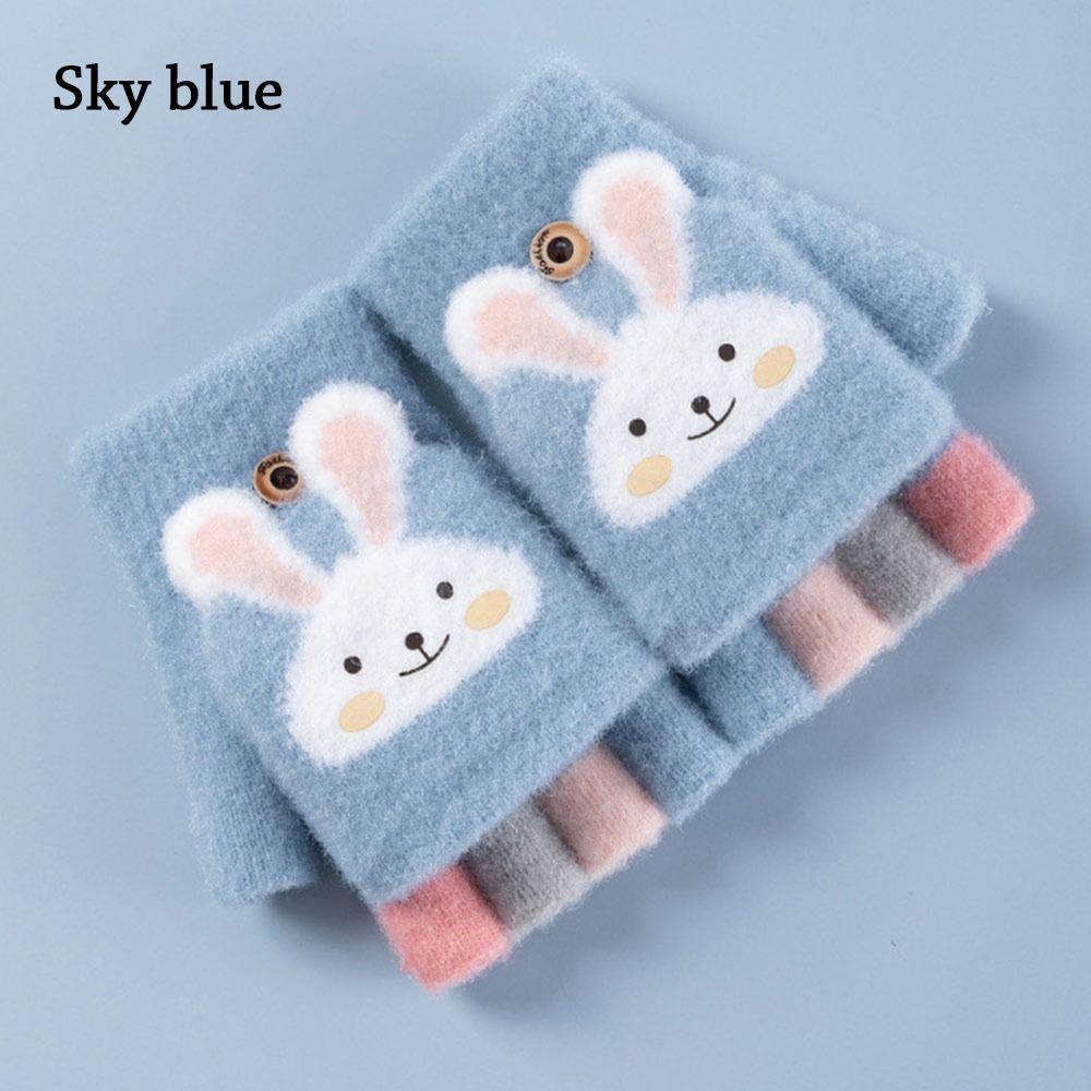 Baby Boys Girls Plush Soft Cute Thick Warm Knitted Mittens Kids Gloves