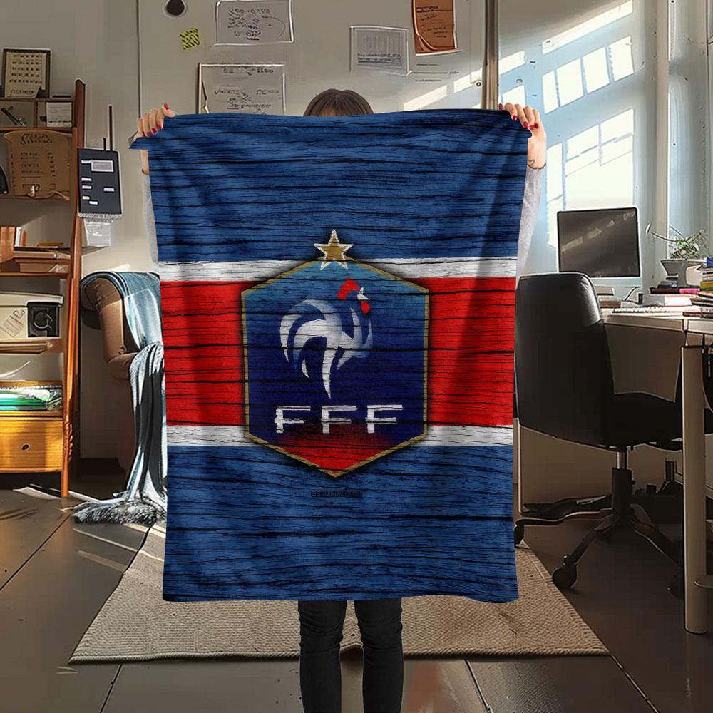 1PC France National Football Team Patterned Flannel Blanket Suitable For All Seasons for Home Decor Warmth and Comfort Gifts Holiday Present