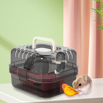 Hamster Cage Carry Case Transparent Ventilation Habitat with Handle Small Animal for