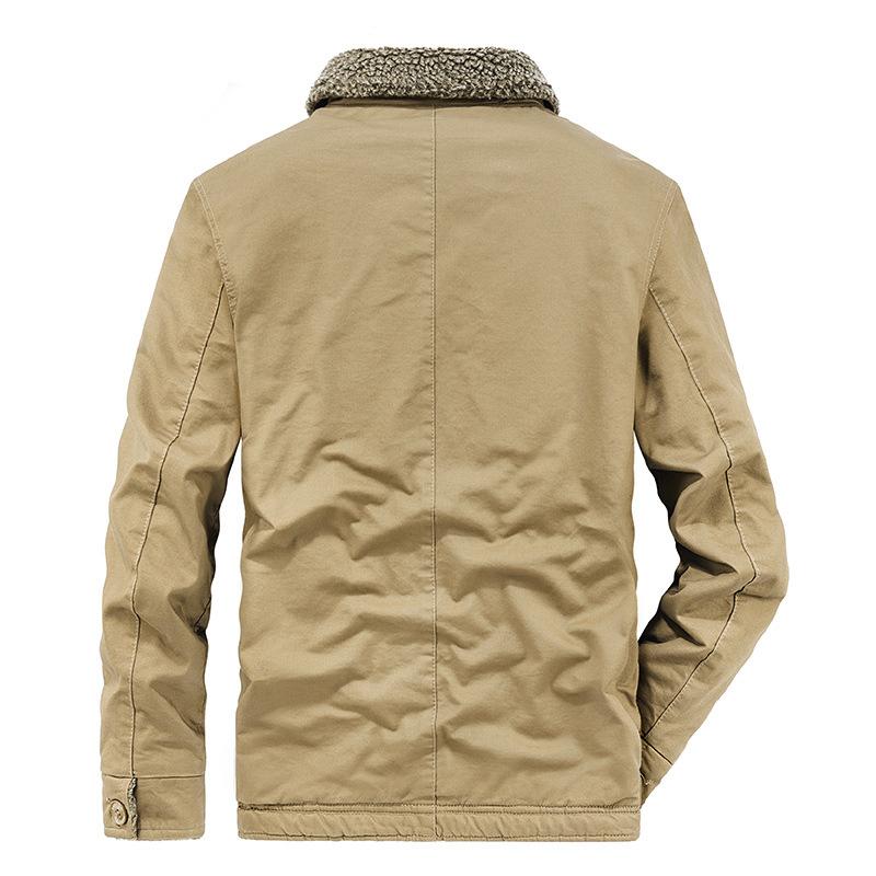 Winter Casual Lamb Wool Cotton Clothes Men's Fleece Thickened Lapel Military Uniform Large Size Cotton-padded Clothes Versatile Jacket