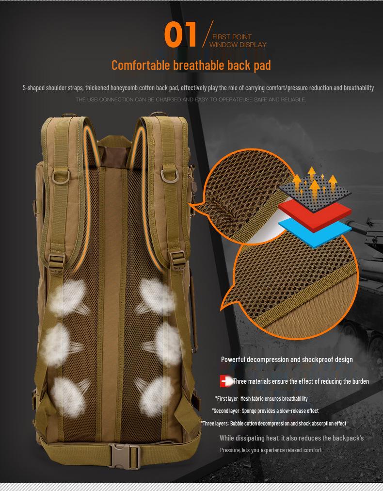 Men's Large Outdoor Mountaineering Backpack, Multifunctional Travel and Storage Bag