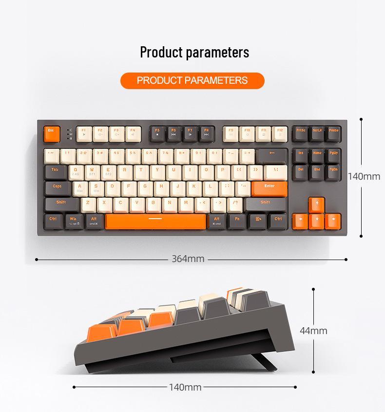 Free Wolf M88 Wireless Mechanical Keyboard with Dual-Mode Bluetooth, PBT Keycaps for Gaming and Office Use.