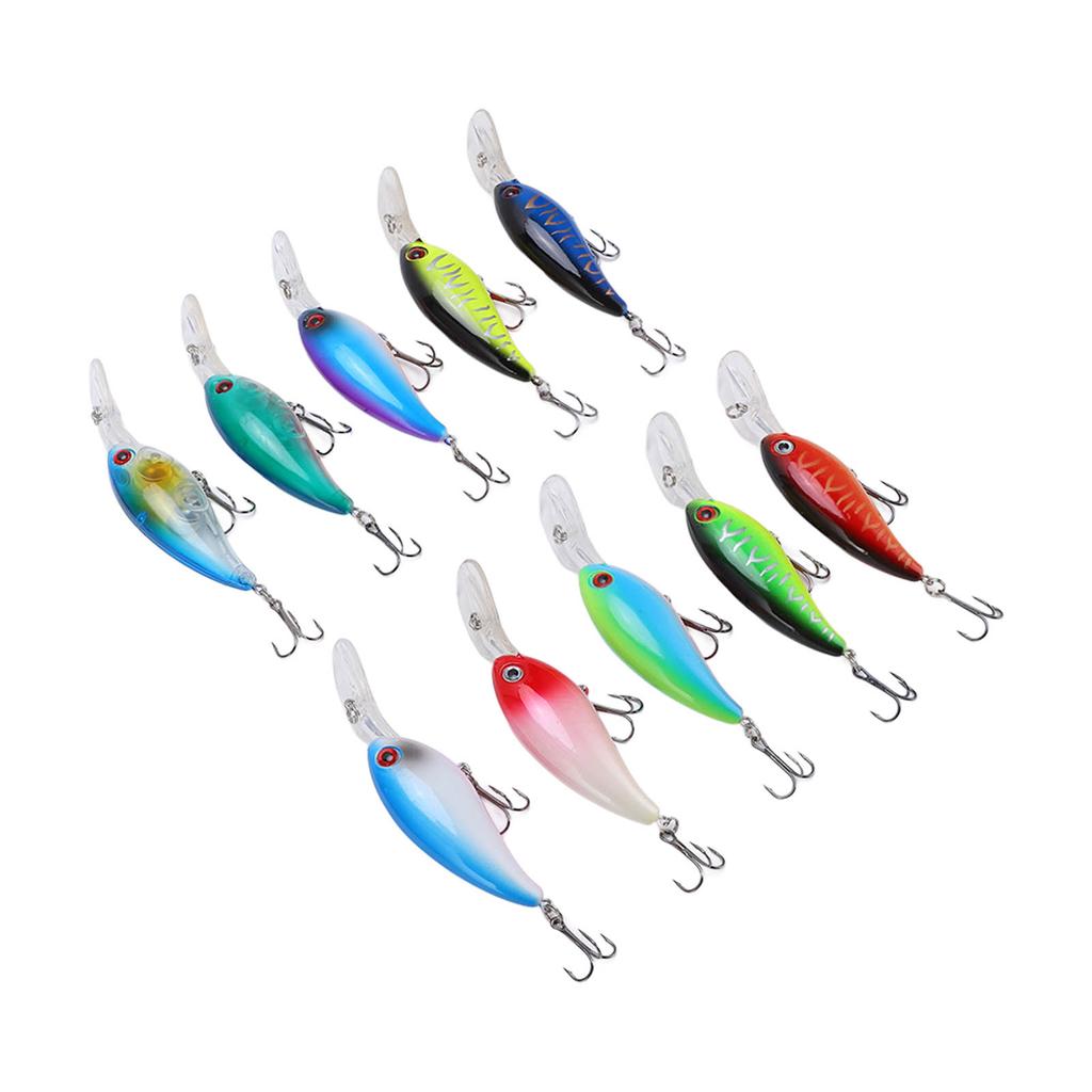 10Pcs Artificial Crankbait 3D Fishing Bait Fishing Accesories for Bass Pikes Freshwater