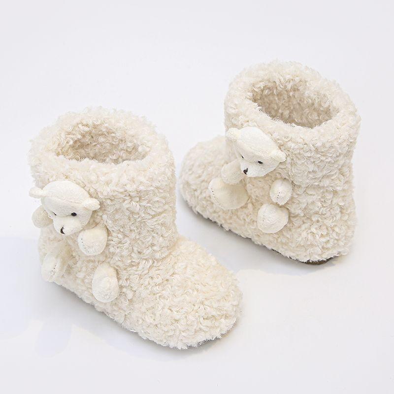 

Kids Bear Decor Fuzzy Winter Boots 21 бежевый