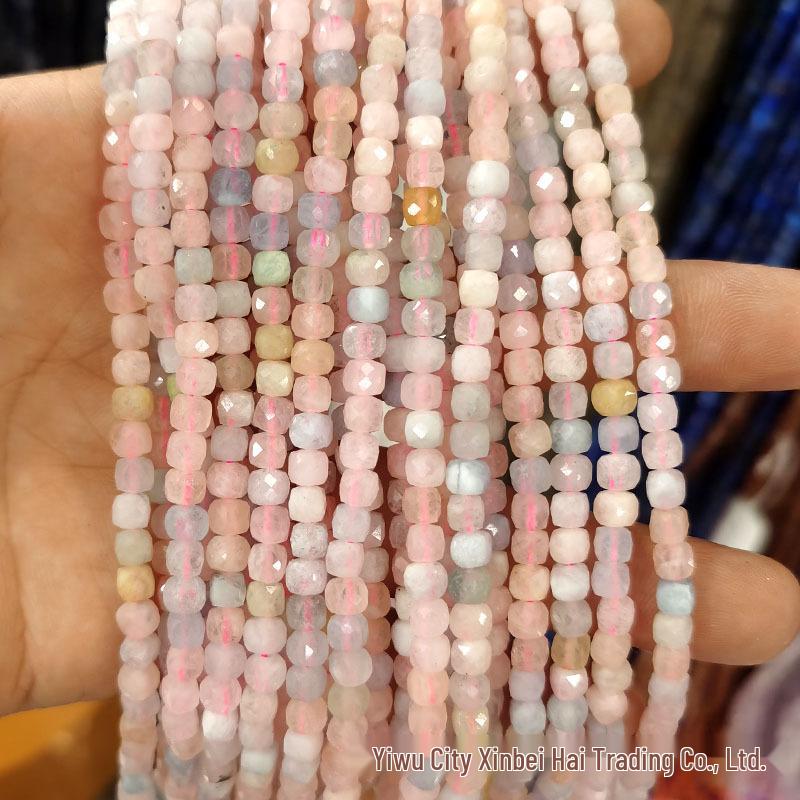 4x4mm Natural Stone Faceted Square Beads: Amethyst, Tourmaline, Garnet Jewelry Accessories
