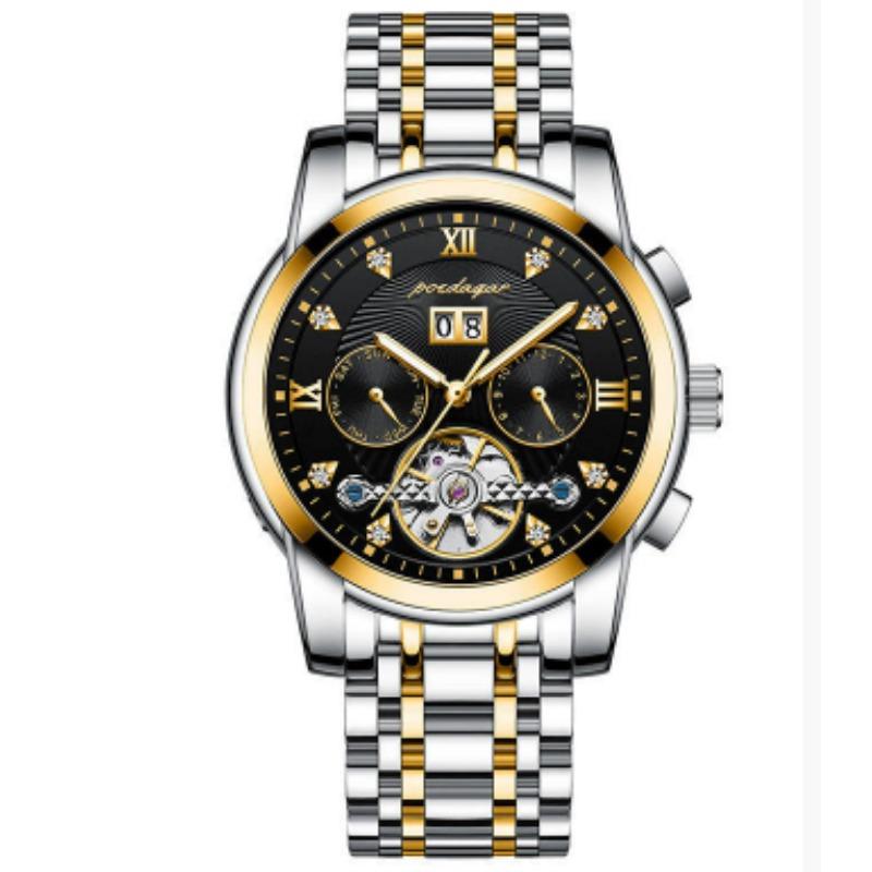 Novo Relógio Mecânico Automático Masculino À Prova D'água Luminoso Calendário Relógio Roda Voadora Estilo Empresarial Sem Fecho