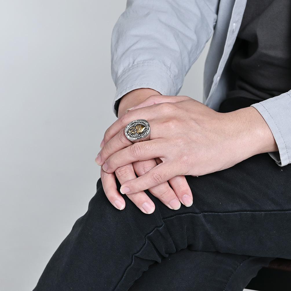 Retro Hip Hop Titanium Steel Cross Ring for Men Unique Heart Cross Design Fashion Hand Jewelry Accessory