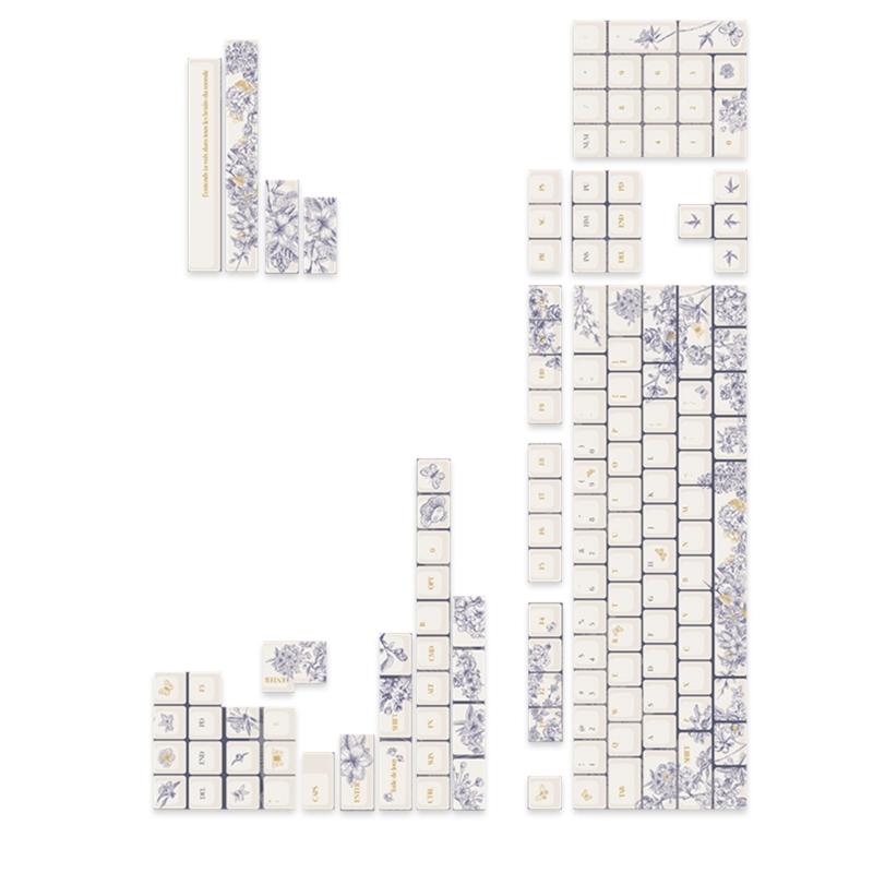 French Embroidery Theme PBT Keycaps DyeSub Keycap Set for Mechanical Keyboard Switches 7u 2.25u 2.75u Spacebar