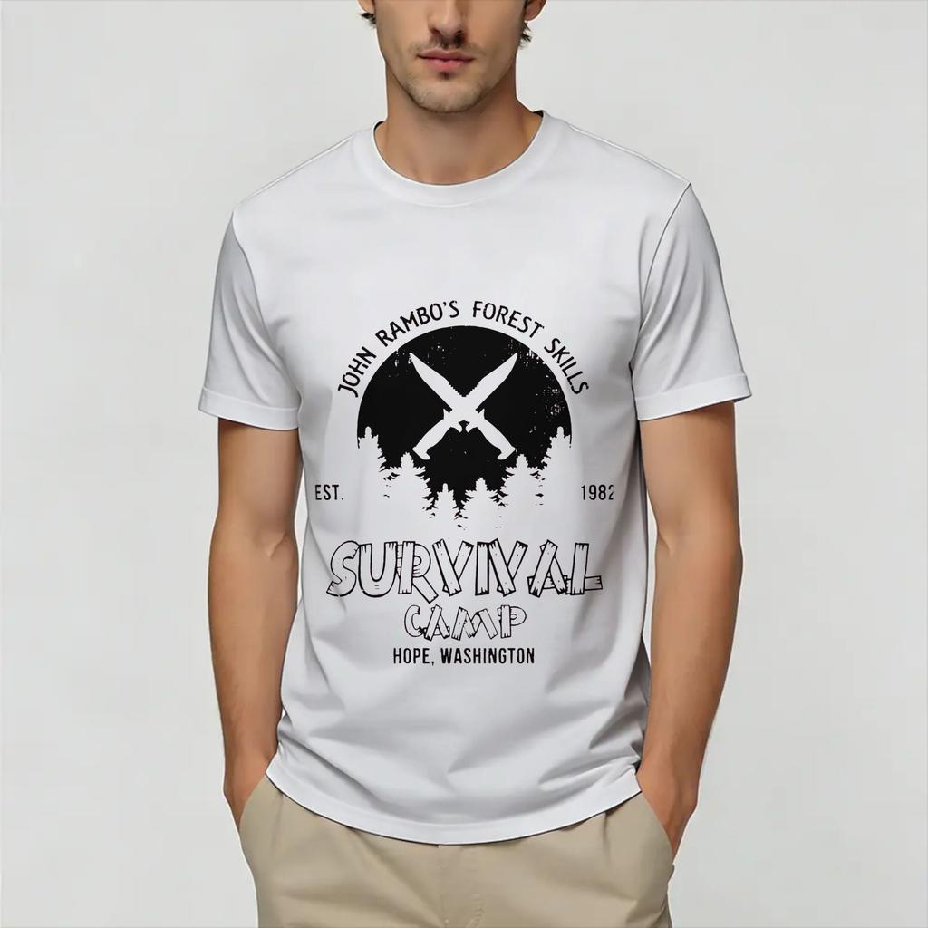 John Rambos T Shirt Summer Hipster TShirts Unisex Pure Cotton O Neck Oversized Clothes Short Sleeves Y2K Casual Tops