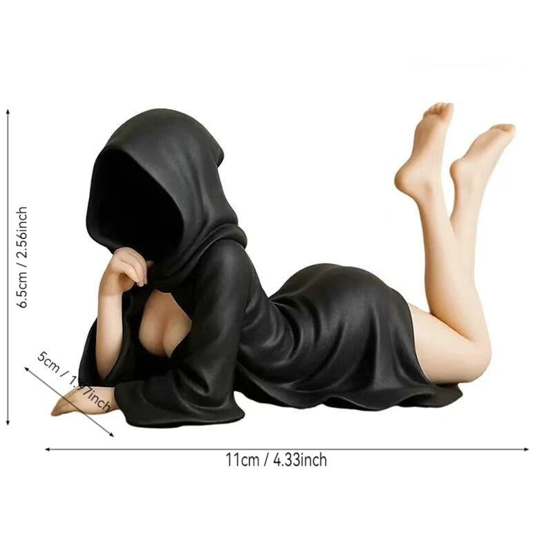 3D Geheimnisvolle Statue Gotische Schwarze Robe Königin Figur Bücherregal Skulptur Gruselige Sitzende Statuen Schreibtisch Ornamente Halloween Geschenke