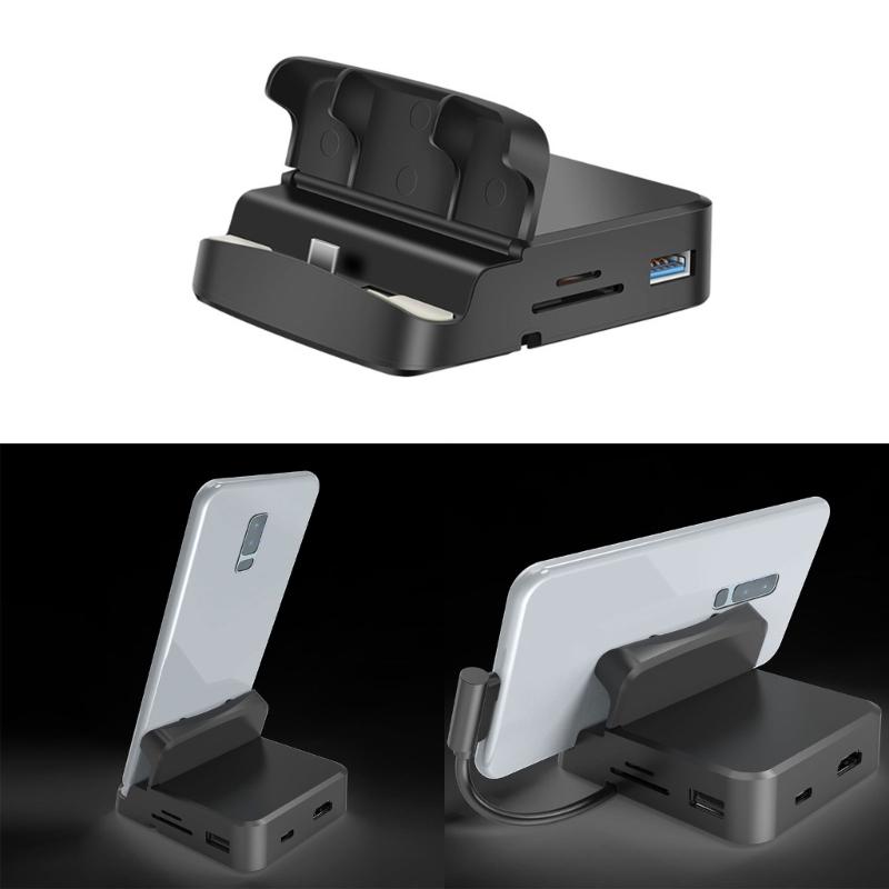 Versatility USB C Hub USB C Expansion Dock with Phone Stand Function for Highly Speed Data Transfer &Charging Efficiency