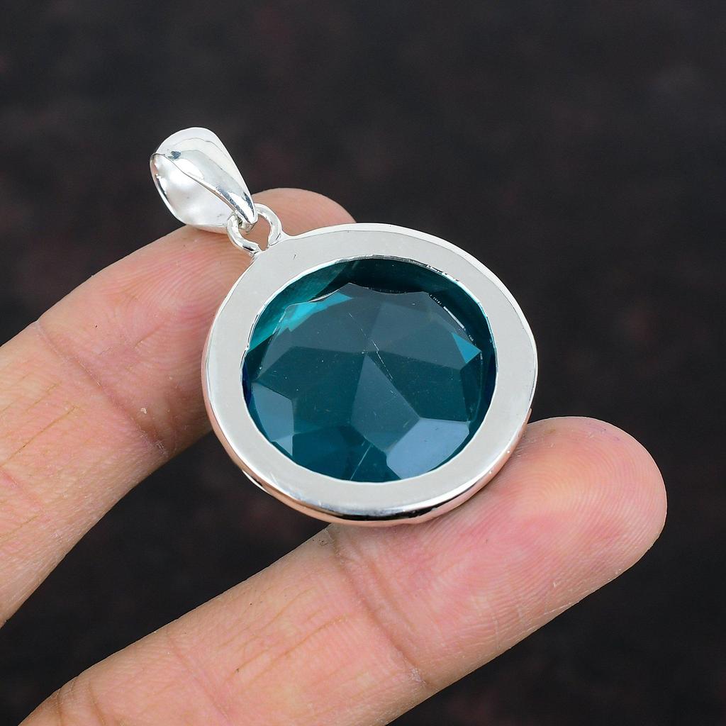 Faceted Swiss Blue Topaz Pendant Unique Jewelry Gemstone Pendant 925 Sterling Silver Pendant Handmade Pendant Wedding Gifts Decent Jewelry