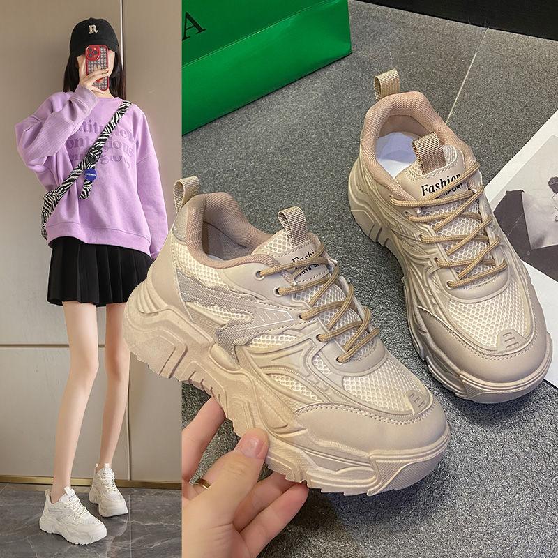 

Папины кроссовки Женские Весенне-осенние Новая студенческая версия Кроссовки на платформе Одинарная обувь Дышащие Универсальные Увеличивающие рост Повседневные кроссовки Женские 41 хаки