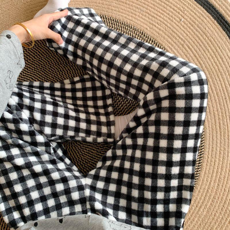 Korean Style Women's Cartoon Flannel Sleep Pants - Wearable Outdoors for Autumn and Winter 2025