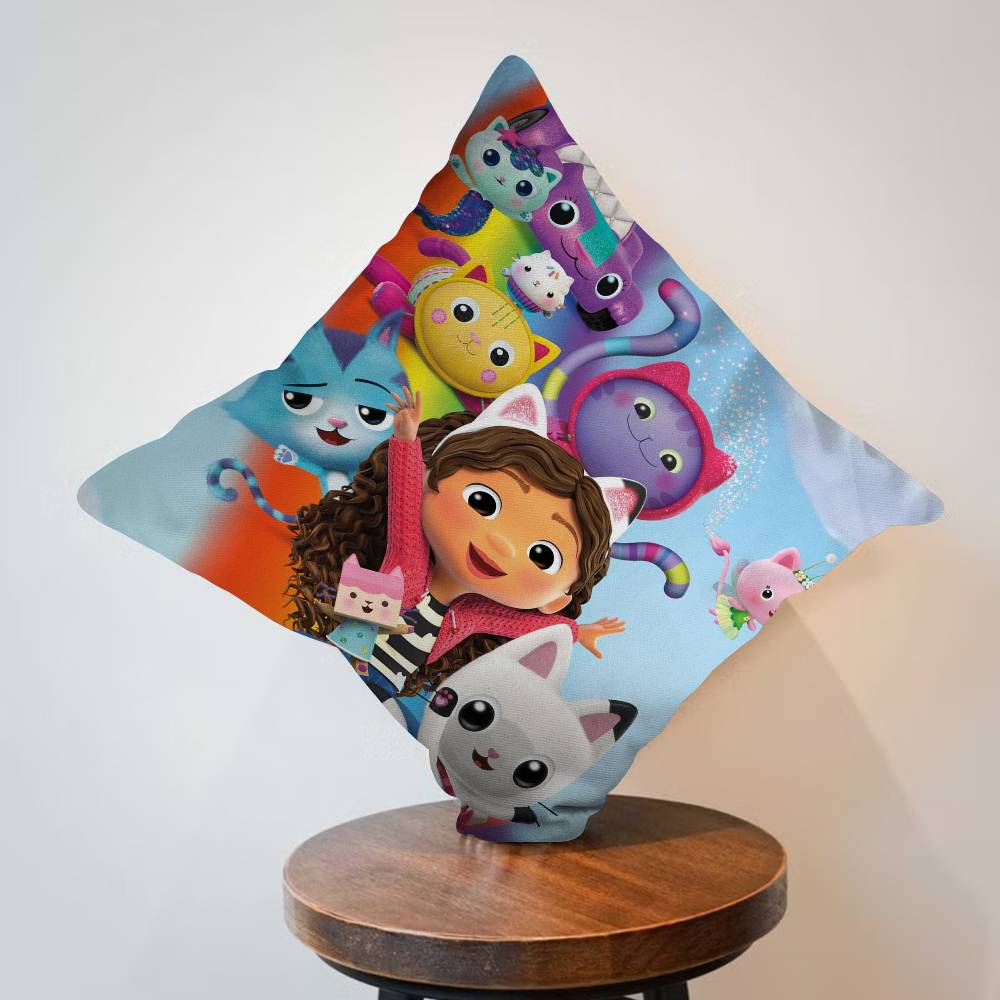 Funny Gabbys Dollhouse Cushion Cover Car Throw Pillow Case For Sofa Car Christmas Gift 40x40cm 45x45cm