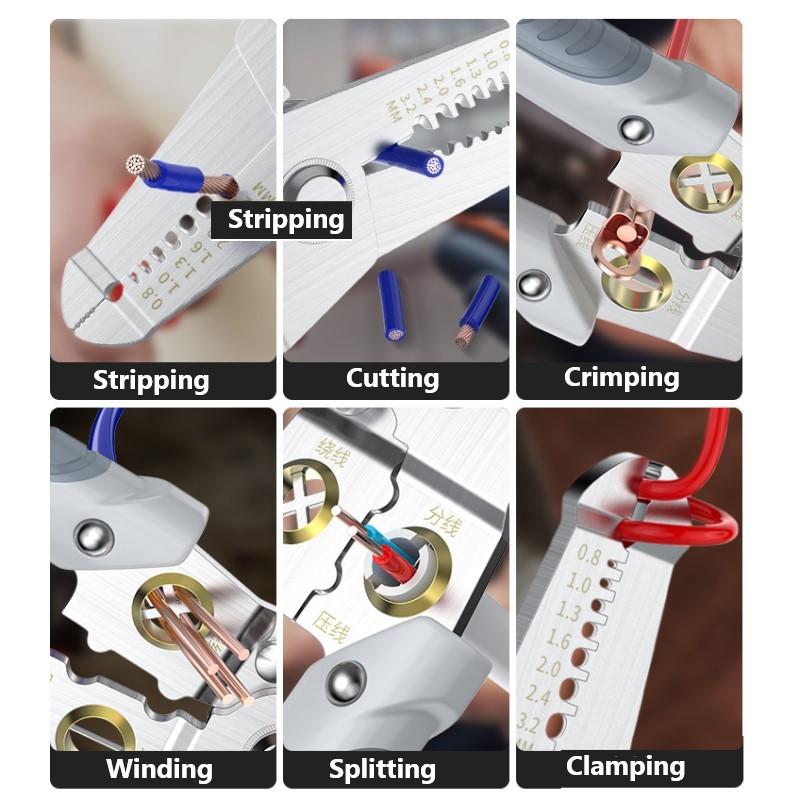 LiTuiLi 7 In 1 Wire Stripper Iron Copper Wire Cutter Cable Cutter Clamper Splitting Wire Crimping Pliers
