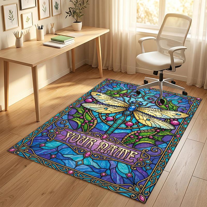 Glamorous Cat Theme Soft Crystal Velvet Rug Custom Name & Text Print Non Slip Floor Rug for Bedroom Living Room