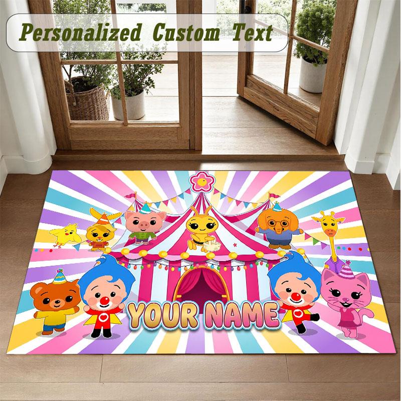 Crystal Velvet Square Rug Custom NameEl Payaso Plim Plim Pattern Non Slip Home Floor Decor Rug