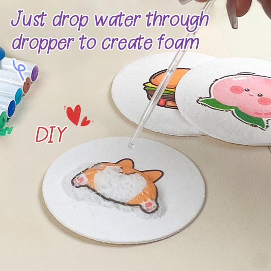 Yousheng Skumtekstur Blankt Malepapir 3D Tegning Magisk Lerret Svamp med Vannpensel Hvit Puffy Maling Papir for Barn Voksne DIY Kunsthåndverk