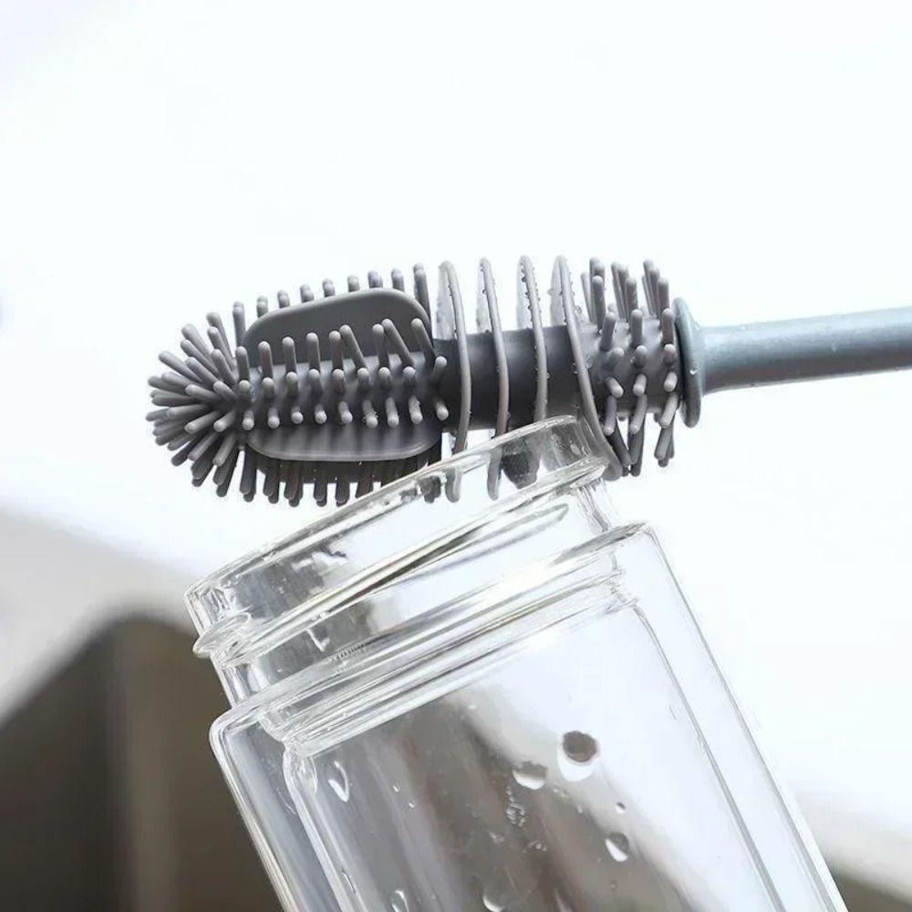 Heat-Resistant Bottle Cleaning Tool Long Handle Glass Cup Cleaner Silicone Bottle Brush  Home