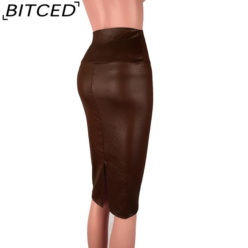 BITCED Women's Fashion Casual Back Slit Solid Color Print Summer Spring Skirts
