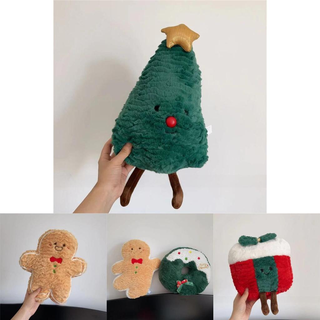 Christmas Plush Pillow With Cartoon Gingerbread Man Design For Holiday Decor And Gifts