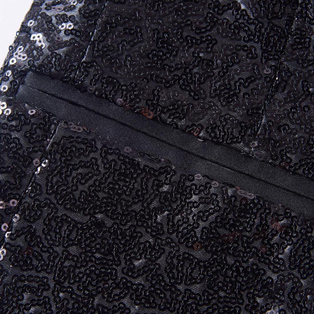 PYJTRL Pánská móda s postupnou změnou barvy lesklý flitrový oblek bunda se zapínáním na límec