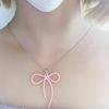 Bow Necklace for Women Beaded Bowknot Pendant Necklaces Bead Chain Pendant Neckwear Fashion Gifts for Women